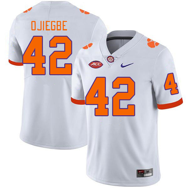 Men #42 David Ojiegbe Clemson Tigers College Football Jerseys Stitched Sale-White - Click Image to Close